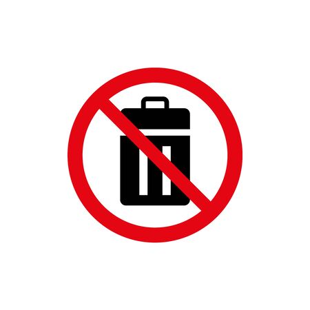No trash sign on white background. Vector illustrationのイラスト素材