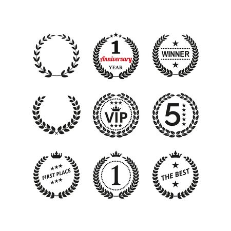 Set of laurel wreaths on white background. Vector Illustrationのイラスト素材