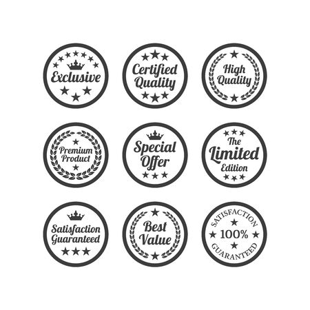 Collection of flat labels on white background. Vector illustrationのイラスト素材
