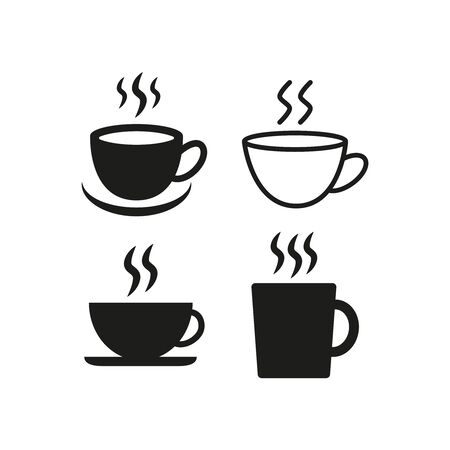 Coffee cup flat icons on white background. Vector illustrationのイラスト素材