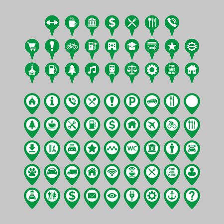 Map marker location set on white background. Vector illustrationのイラスト素材