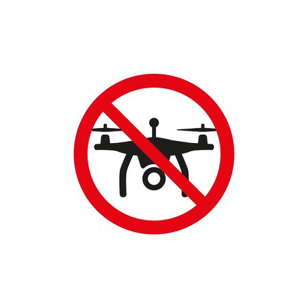 No drone zone sign on white background. Vector illustrationのイラスト素材