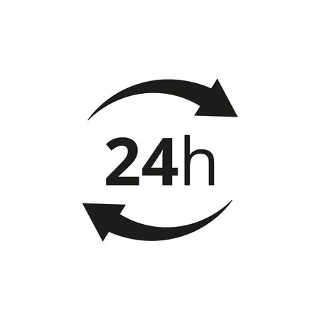 24 hours icon on white background. Vector illustrationのイラスト素材