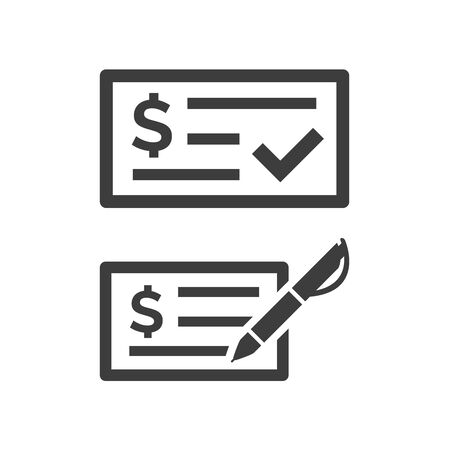 Money check icon on white background. Vector illustrationのイラスト素材
