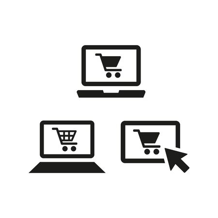 Online shopping icons on white background. Vector illustrationのイラスト素材
