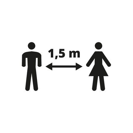 Social distancing icon on white background. Vector illustrationのイラスト素材