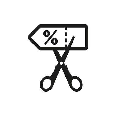 Discount coupon with scissors sign icon on white background. Vector illustrationのイラスト素材