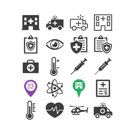 Medical icons set on white background. Vector illustrationのイラスト素材