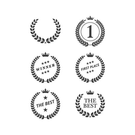 Set of laurel wreaths on white background. Vector Illustrationのイラスト素材