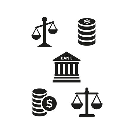 Business and finance icons set on white background. Vector illustrationのイラスト素材