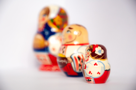 Matryoshka family on the white backgroundの写真素材