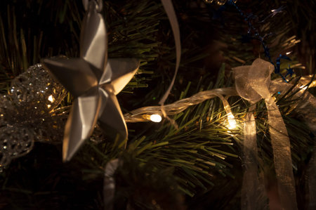 Christmas decorations on the christmas tree.