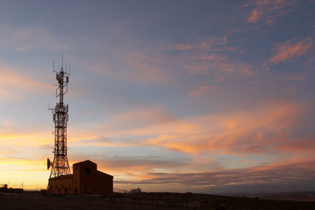 Communication tower showing antennasの写真素材