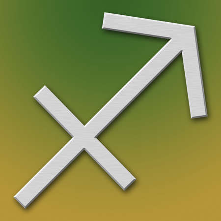 Sagittarius Aluminum Symbol on background degradedの写真素材