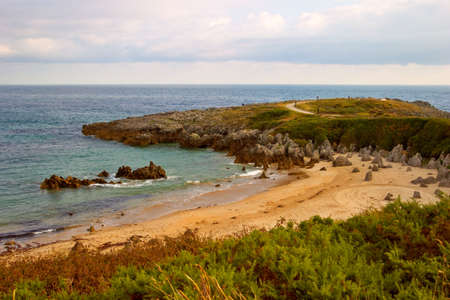 Llanes Beach in summer. Spainの写真素材