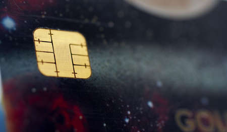 Macro shot of credit card, view of the chip. Shallow depth of Fieldの写真素材
