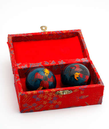 Chinese balls for massage, inside the red boxの写真素材