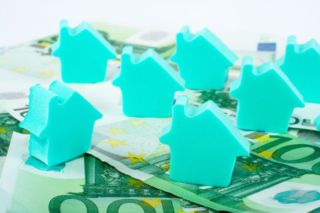 House on euro money backgroundの写真素材