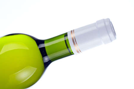 Detail of wine bottle.  Macro shot on white backgroundの写真素材