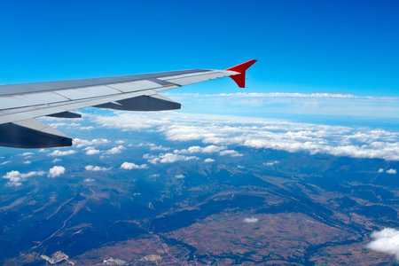 An aerial view from an airplane