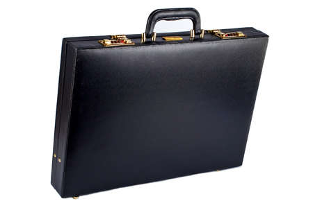 Black business briefcase on white backgroundの写真素材