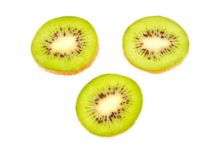 Kiwi fruit over a white backgroundの写真素材