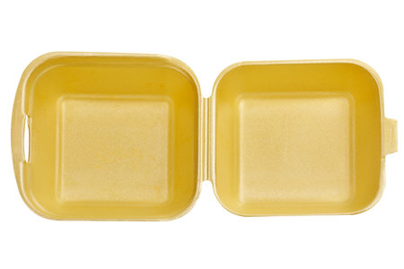 Styrofoam container empty over a white backgroundの写真素材