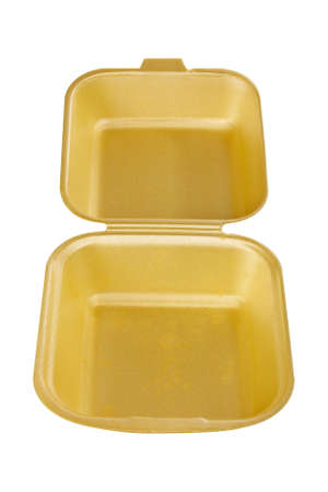 Styrofoam container empty over a white backgroundの写真素材