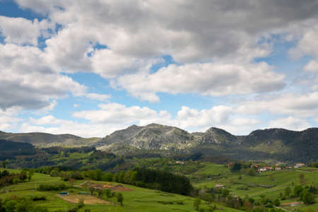 Mountain landscape with cloudy sky in North of Spainの写真素材
