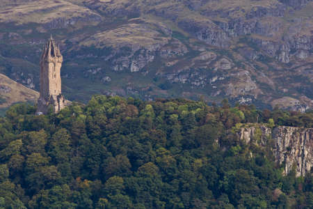 National Wallace Monument on the hill, Stirling, Scotlandの写真素材