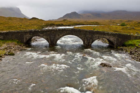 Bridge on Sligachan with Cuillins Hills to the fund. Isle of Skye, Scotlandの写真素材