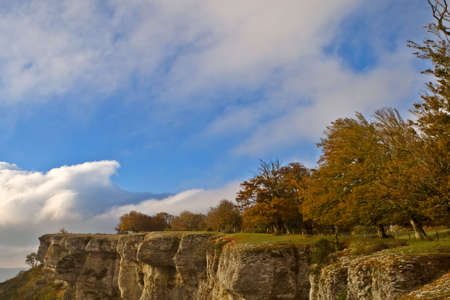 The autumns colors cover the mountain in the north of Spainの写真素材