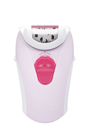 Pink hair remover isolated on white backgroundの写真素材