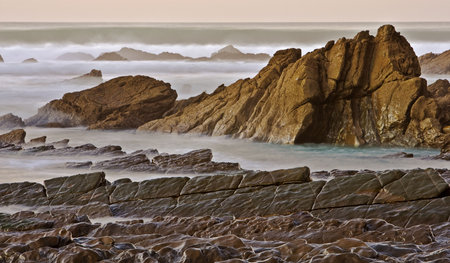 A beautiful coastline on sunrise winter in the north of Spain