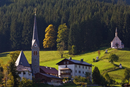 Gosau, beautiful town in Salzkammergut region, Austriaの写真素材