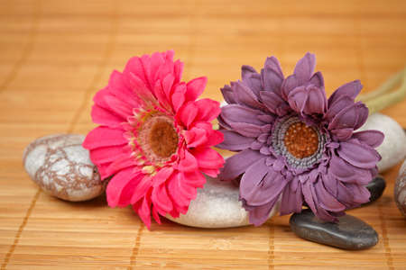Bath accessories products on wooden background. Shallow depth of fieldの写真素材