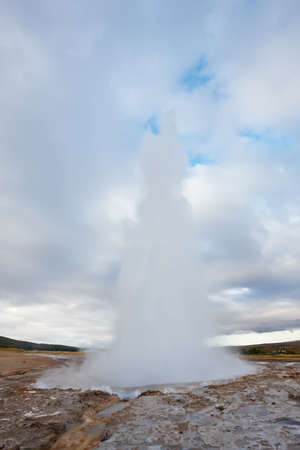 Strokkur, one of the geysers or hot springs in Haukadalur, Golden Circle, Icelandの写真素材