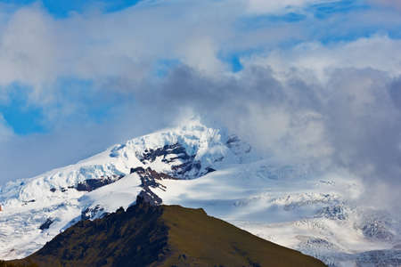 Snow covered mountains in Skaftafell National Park, Icelandの写真素材