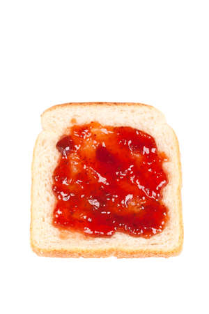 Toast with strawberry jam isolated on white backgroundの写真素材