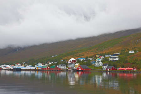 Eskifjordur fishing village, East Fjords, Icelandの写真素材