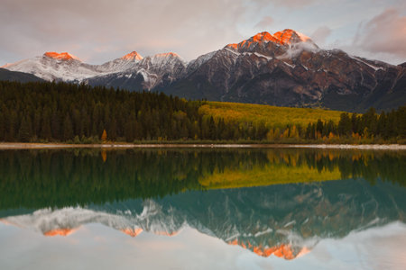 Patricia Lake and Pyramid Mountain, Jasper National Park, Alberta, Canadaの写真素材