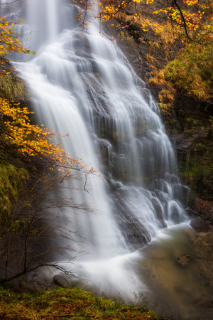 Uguna waterfall, Gorbea Natural Park, Bizkaia, Spainの写真素材