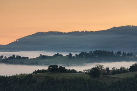 A foggy mountain landscape, Carranza, Bizkaia, Spain