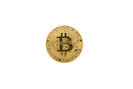 Bitcoin centered and isolated on a white backgroundの写真素材