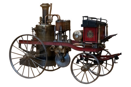 19 April 2023 Paris, France. At the Musee des Arts et Metiers a scale model of an early steam...