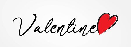 Valentines Day banner with hearts and handwritten calligraphy isolated on white backgroundのイラスト素材