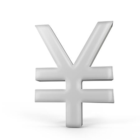 yen silver color 3D currency symbols, currency iconの写真素材