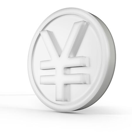 yen silver coin color 3D currency symbols, currency iconの写真素材