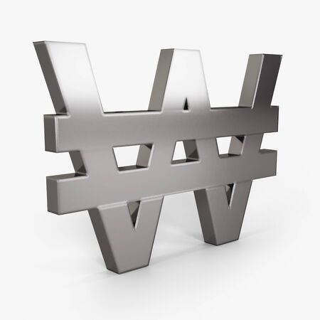 coins won icon silver color 3D currency symbols, currency iconの写真素材