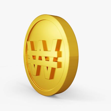 coins won icon gold color 3D currency symbols, currency iconの写真素材